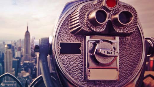 Telescope Binocular with a City in the Background